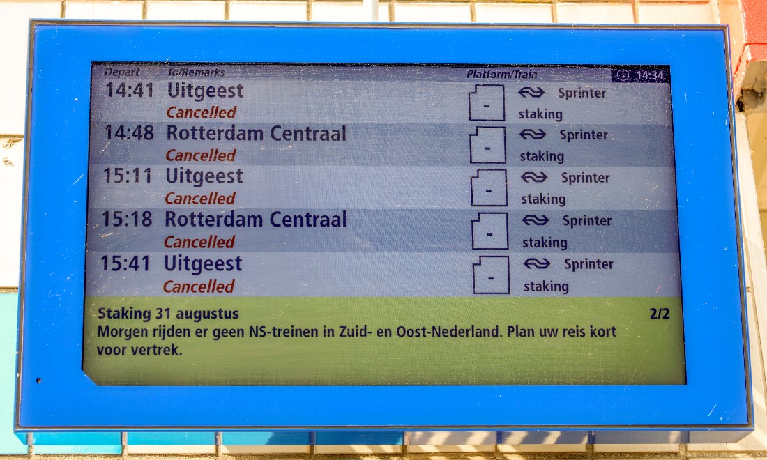 Delays cancellations punctuality trains the Netherlands 2022 ProRail NS