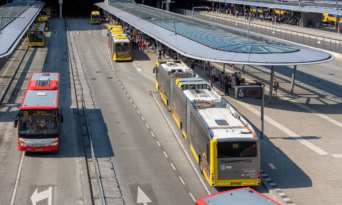 Dutch public transport busses station Utrecht the Netherlands