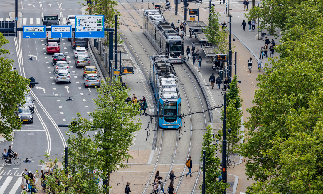 Cars and public transport in Rotterdam, the Netherlands