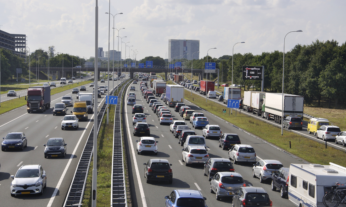 Cars on highway in the Netherlands