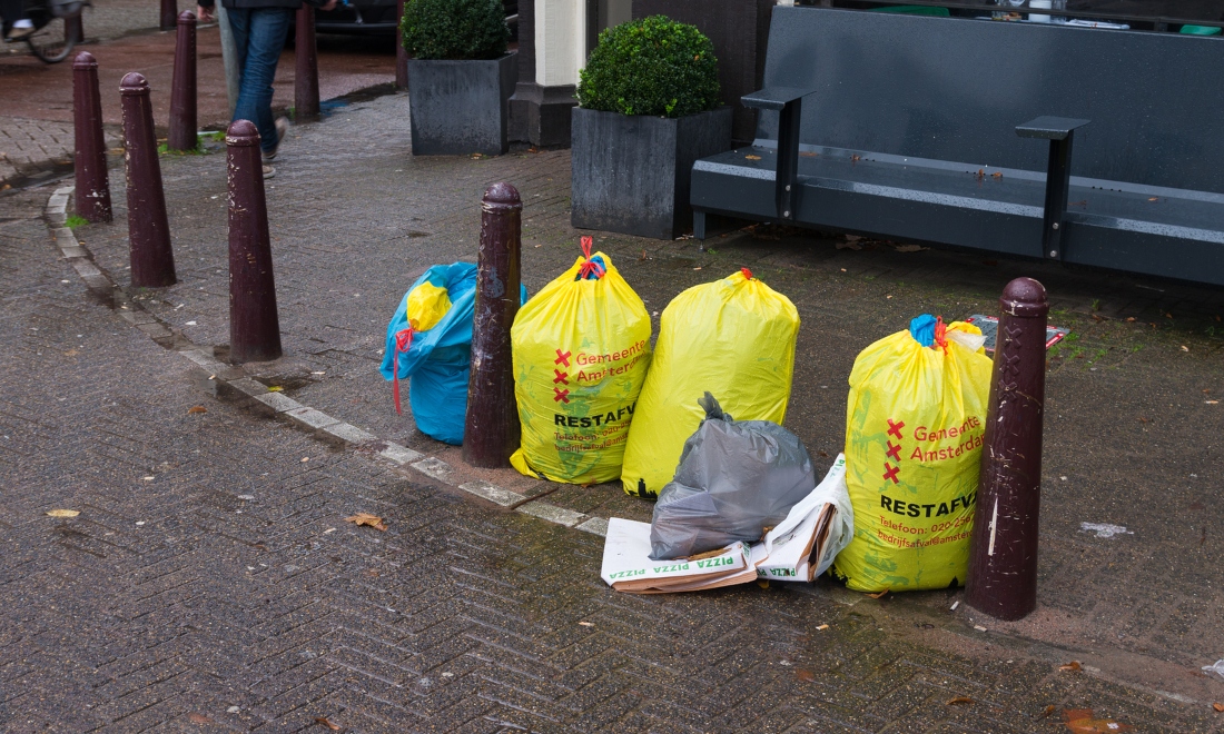 Rubbish on the street in Amsterdam, the Netherlands