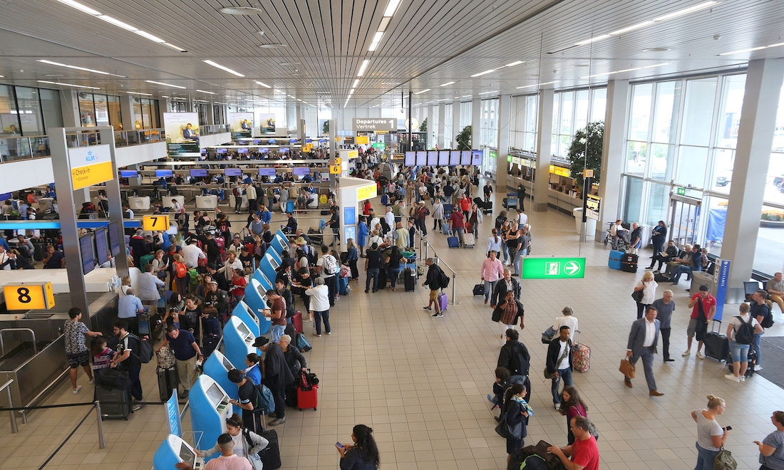 Passengers at Schipol airport