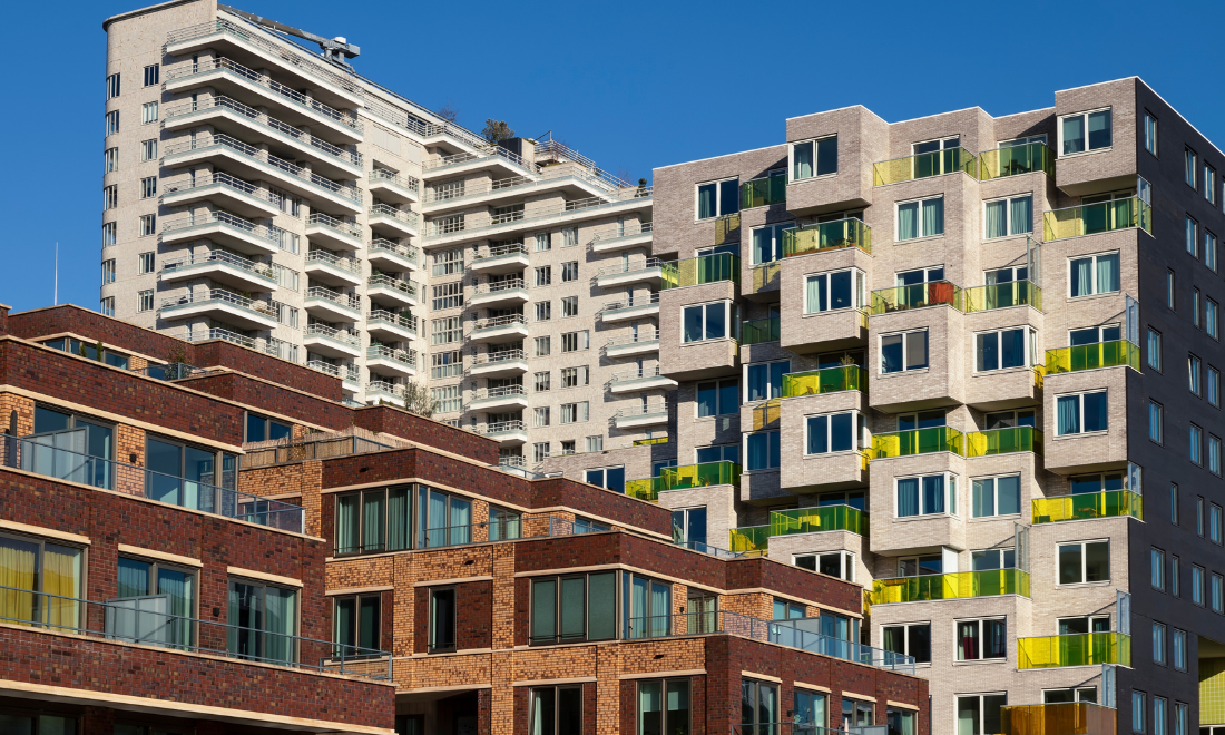 Building with small apartments in Amsterdam