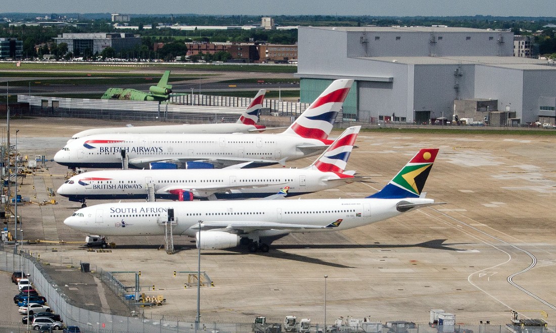 British Airways South African Airways planes Schiphol Airport Amsterdam