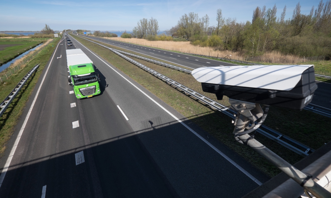 Speed camera on a motorway in the Netherlands