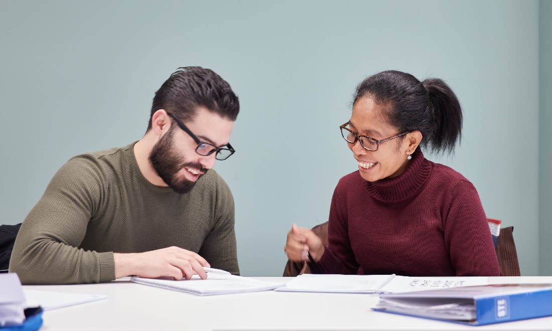 Teacher and student at STE languages