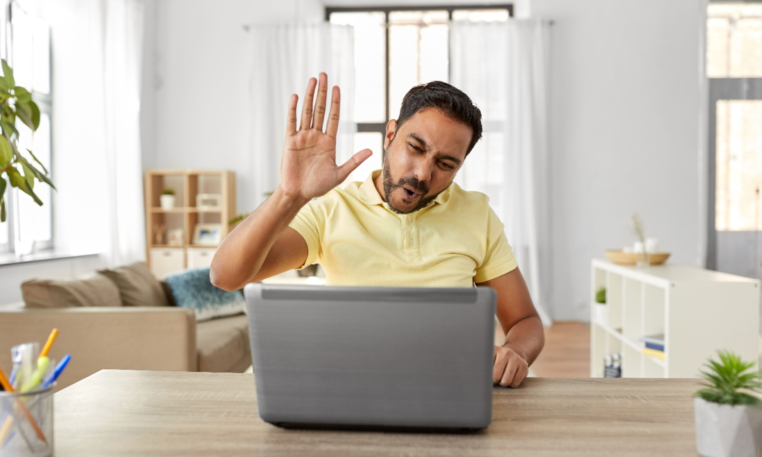 stephanie ward man on laptop having high five