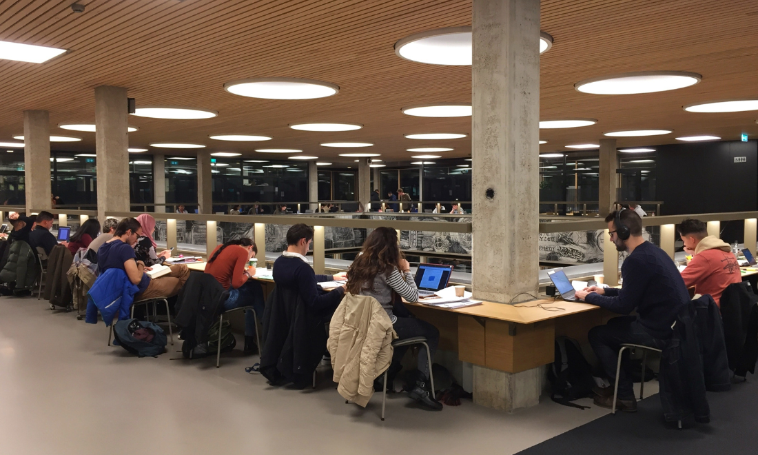 Students in Dutch university library