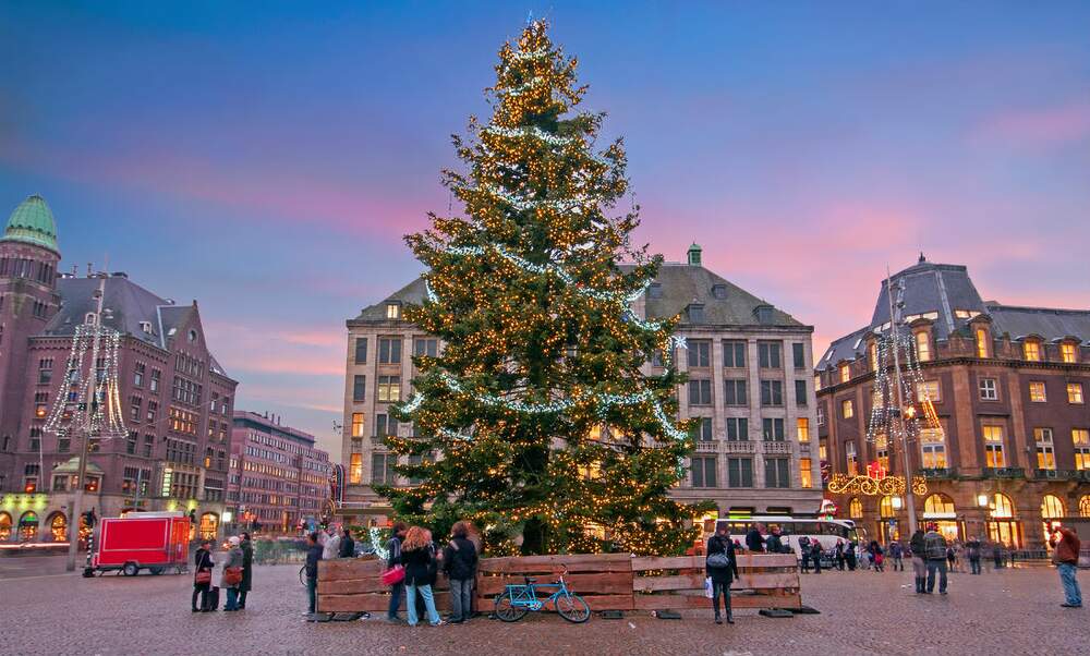 Lighting the Christmas Tree on Dam Square Amsterdam