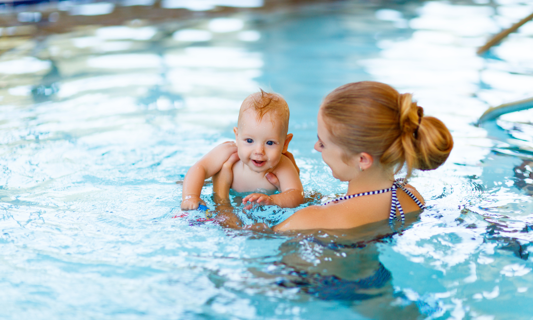 Mother and baby in a swimming pool in Amsterdam