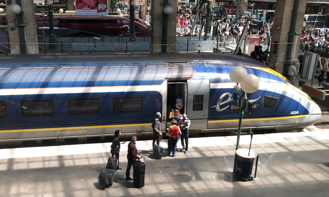 Thalys and Eurostar trains at Gare du Nord in Paris