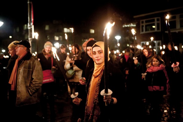 Torchlight Procession Christmas eve peace walk Eindhoven