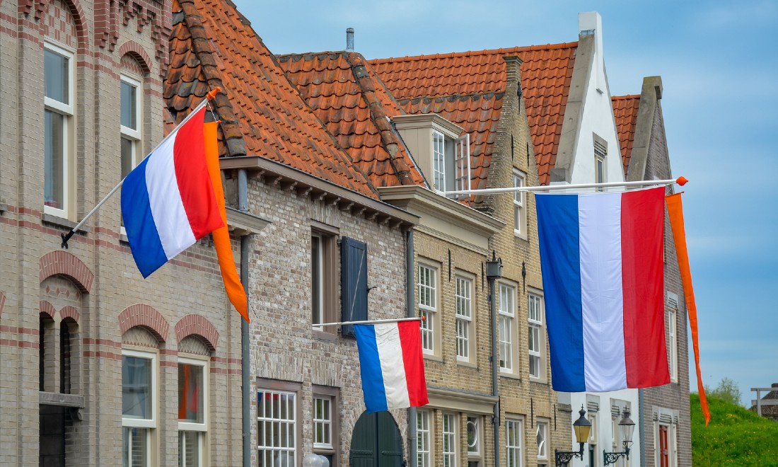 flags traditonal birthday celebration dutch king on King's Day