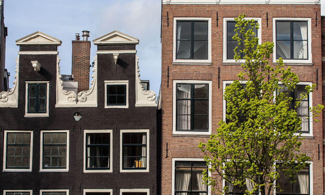 Traditional Dutch canal houses in Amsterdam, the Netherlands