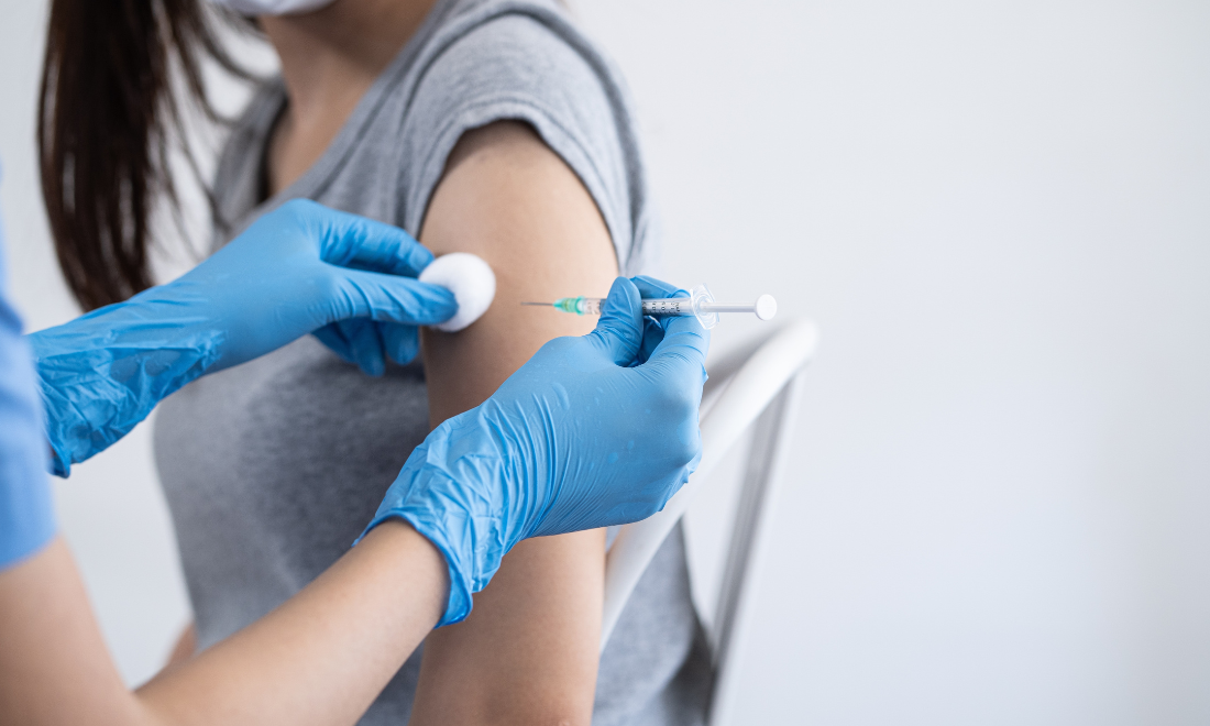 Woman getting vaccinated