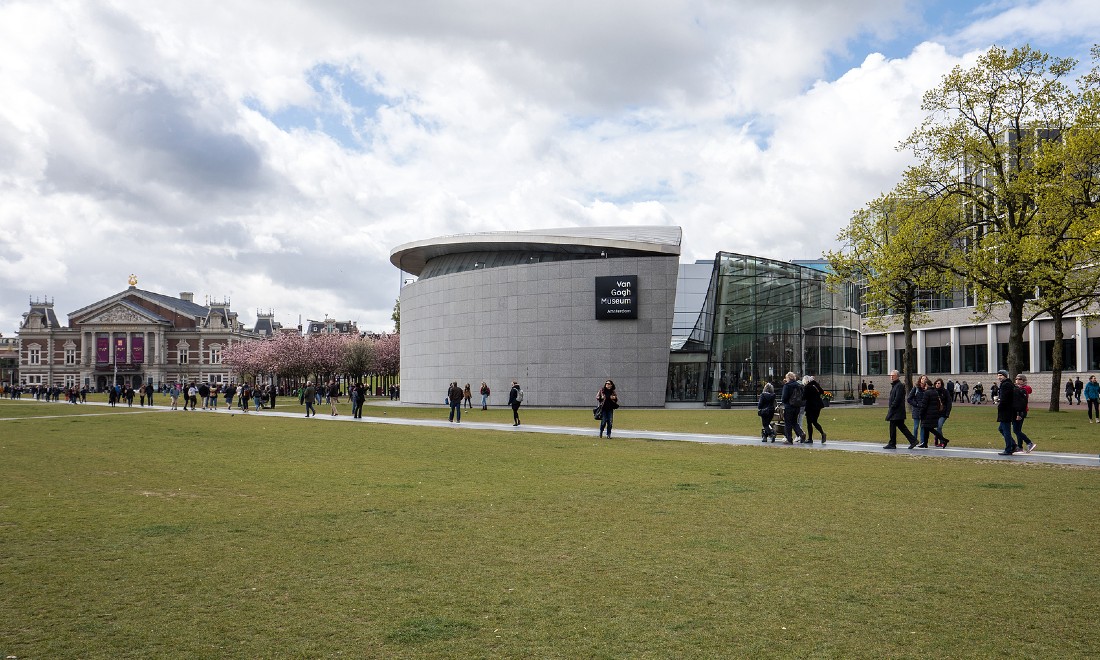 Van Gogh museum in springtime museumplein Amsterdam