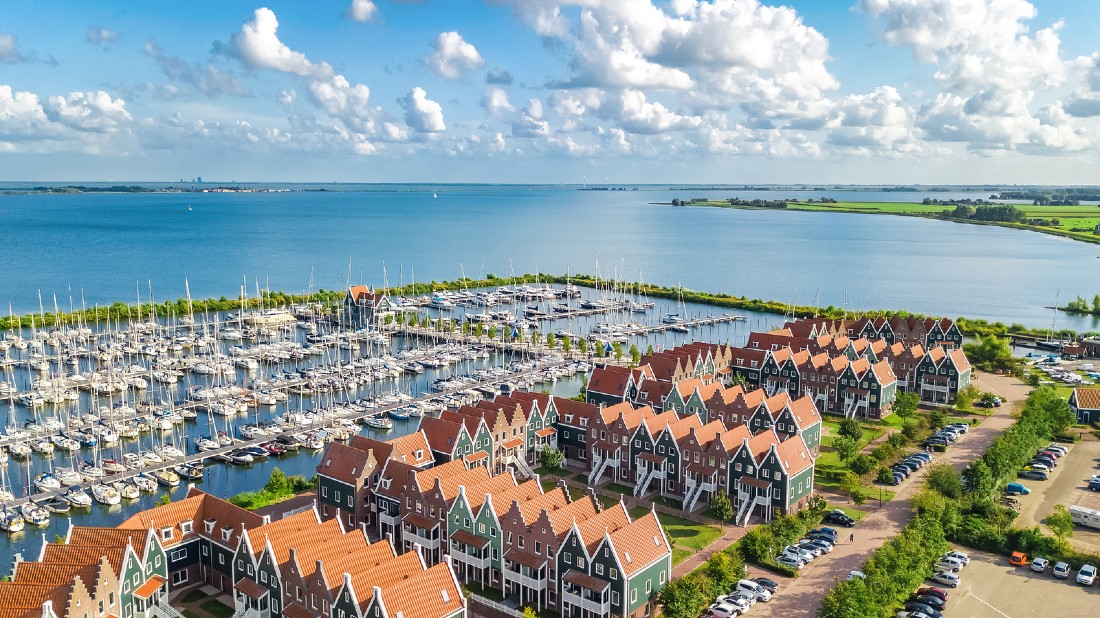 Aerial view of Volendam, North Holland, the Netherlands