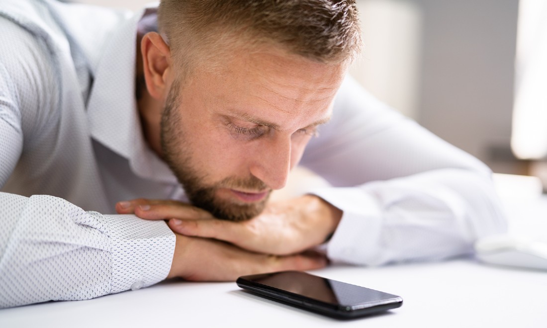 man waiting for phone call