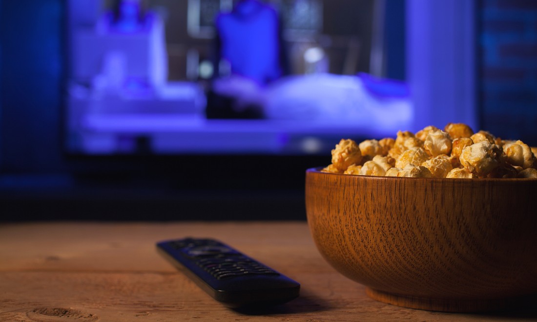 watching TV series streaming Netflix home popcorn