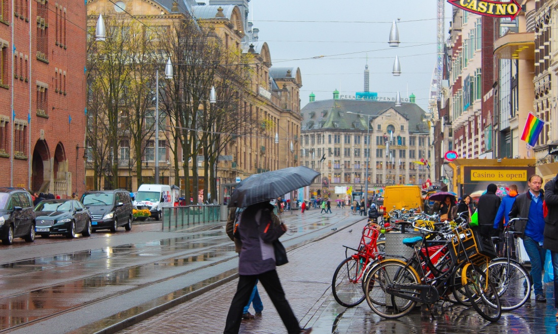 wet weather in amsterdam, the netherlands