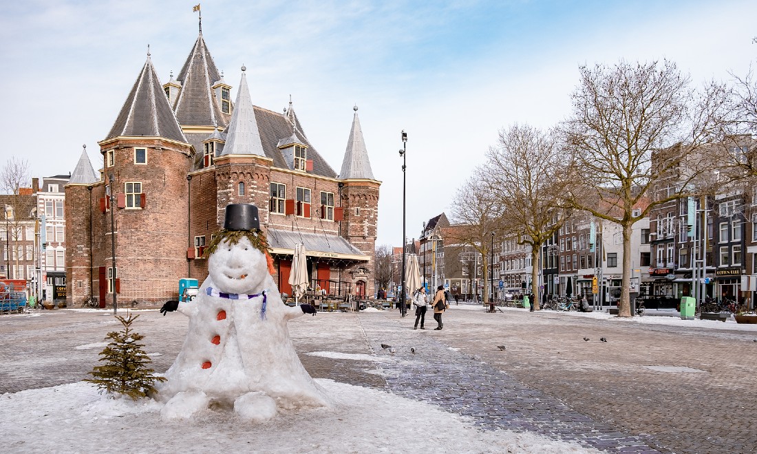 Winter snow white Christmas Amsterdam the Netherlands