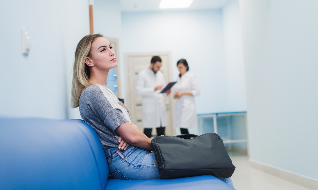 Woman waiting at hospital