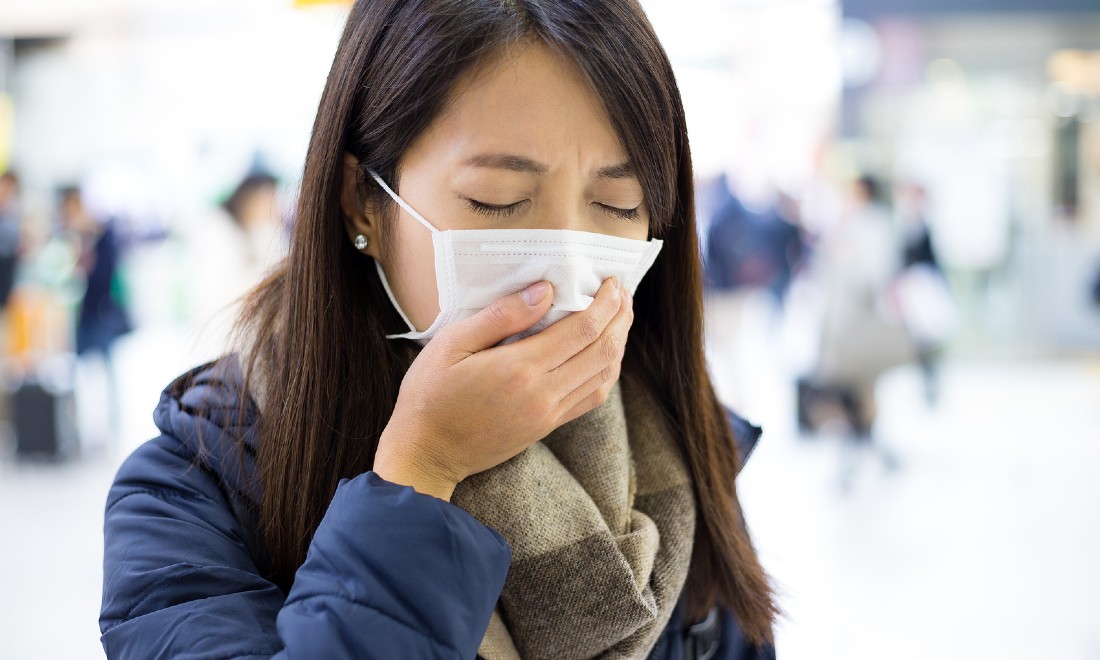 Woman wearing face mask