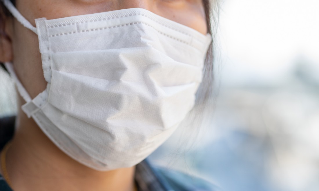 Woman wearing face mask