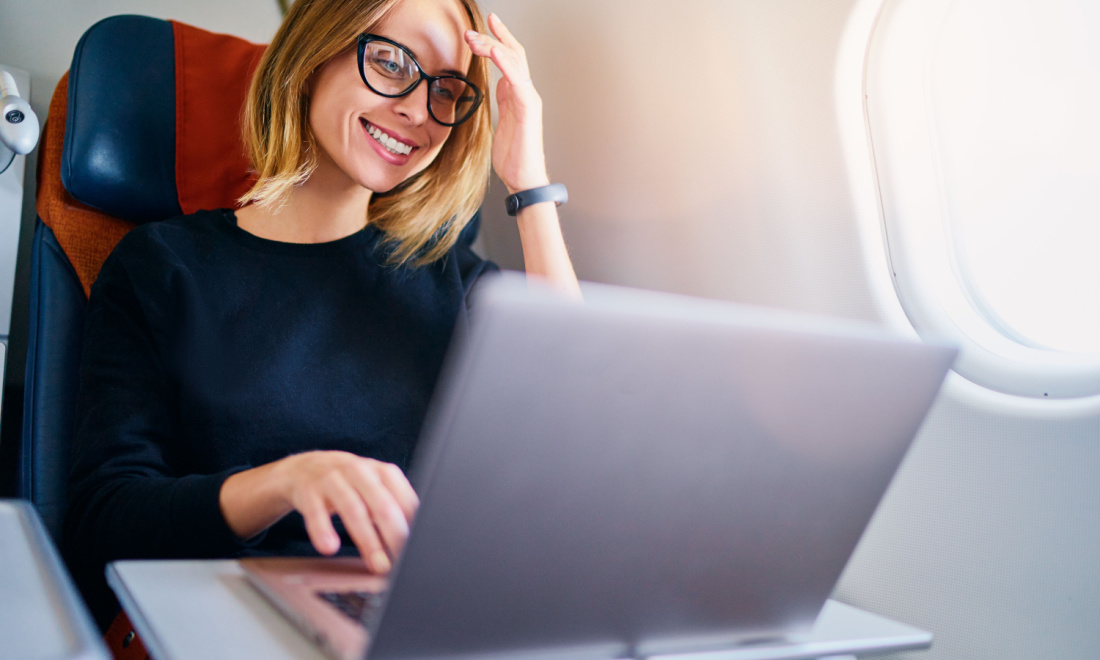 BDO woman working on plane